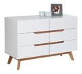 Sideboard Schubladenkommode in nordischen Design, Anrichte mit 6 Schubladen im skandinavischen Design, Kiefer massiv, wei lackiert