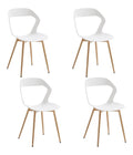 4er Set Nordisches Esszimmerstuhlt, Kuchenstuhl, Mit Metallbeinen, Gro es Hohlrucken-Design, Geeignet fur Wohnzimmer, Esszimmer, Freizeitzimmer - Wei + Holz