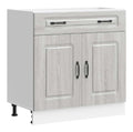 Kuchenunterschrank Kalmar Grau Sonoma Holzwerkstoff mit verstellbaren Fu en, 80 x 46 x 81,5 cm, Kuchenschrank mit Schubladen, moderner Buffetschrank, praktischer Vorratsschrank fur Kuche