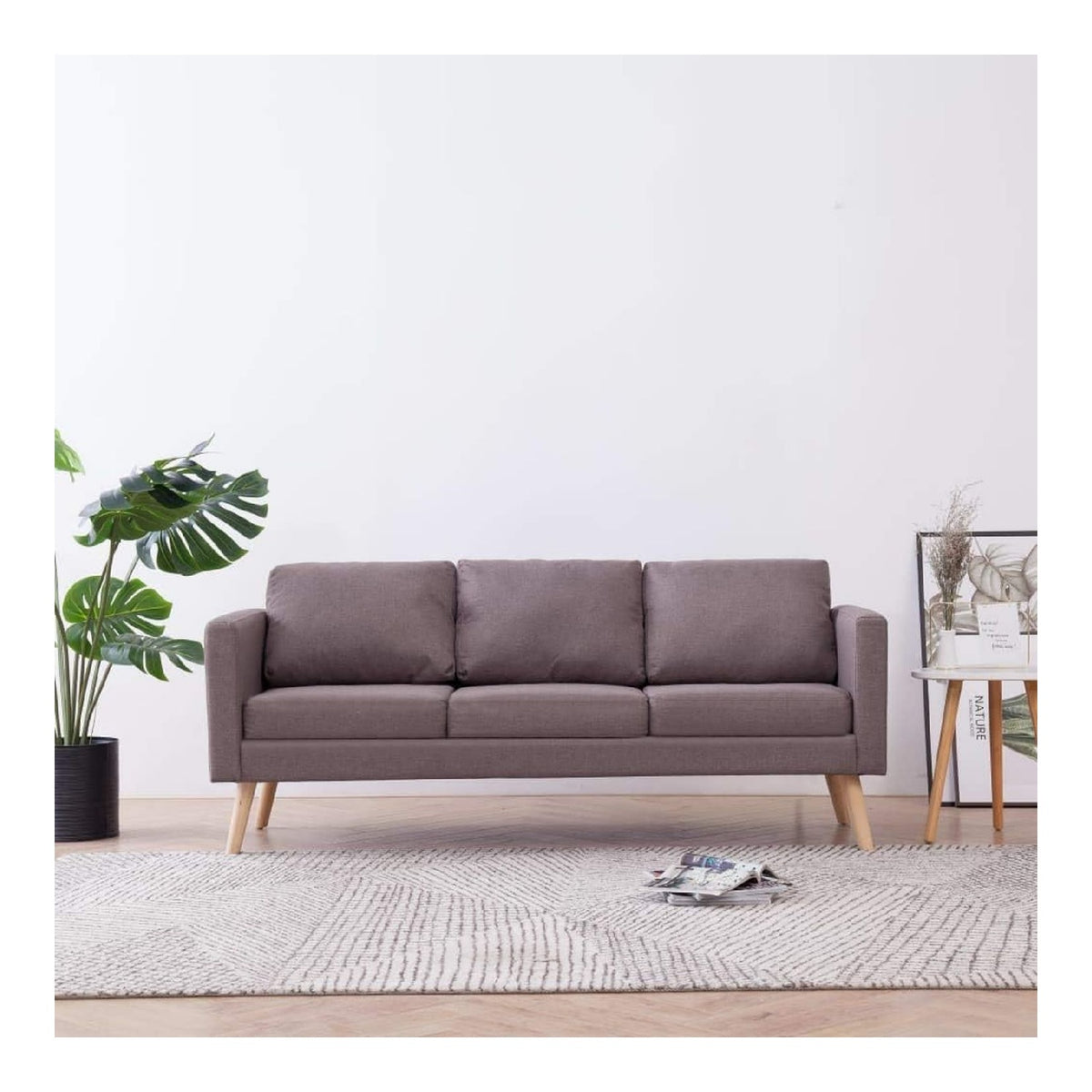 3-Sitzer-Sofa aus taupegrauem Stoff, fur den Au enbereich, fur den Garten, Sofa fur Wohnzimmer, Garten, Terrasse, Gartenmobel