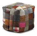 Luxus Hocker Mehrfarbig 45 x 45 x H. 45 cm - Sitzhocker in Wurfelform mit Echtleder - Fu hocker - Wohnzimmer Mobel