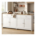 Sideboard Weiss, 160 cm Breit Kuchenschrank mit 4 Turen, 3 Schubladen, Sideboard Kuche mit Arbeitsplatte, Kuchenbuffet Kuchenschrank Fur Wohnzimmer, Kuche, Esszimmer, Flur(A03, 160x37x75 cm)