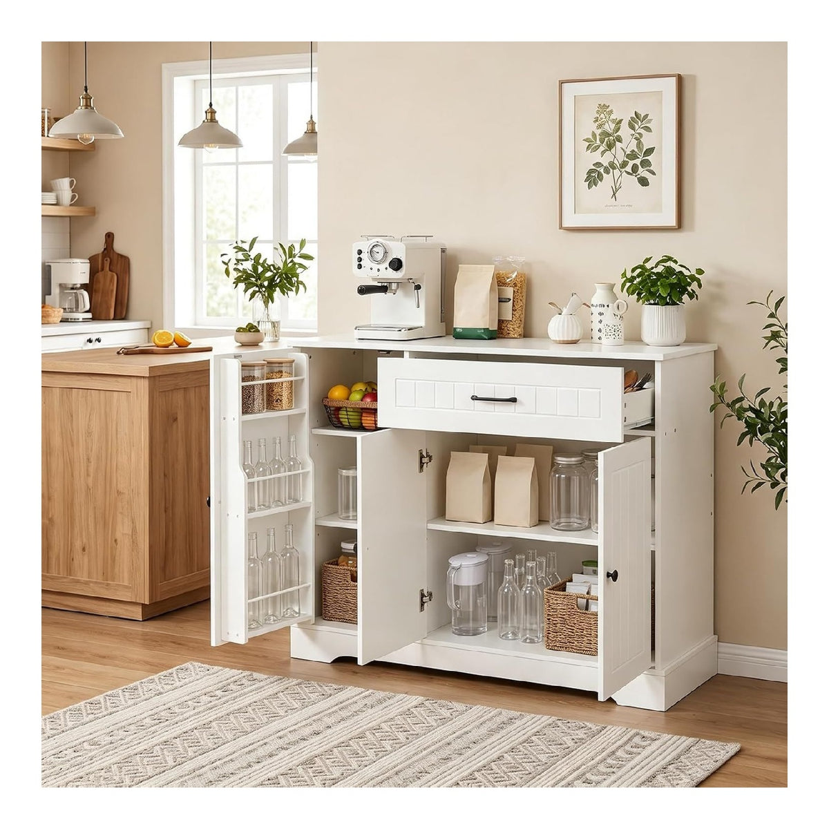 Sideboard Holz Kuchenschrank mit Arbeitsplatte