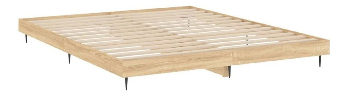 Bettgestell Bett Holzbett Futonbett Bettgestell Paletten-Bettrahmen Schlafzimmerbett Ehebett Schlafzimmermobel Jugendbett Gastebett 140 x 200 cm (B x L) Holzwerkstoff, Metall Sonoma-Eiche