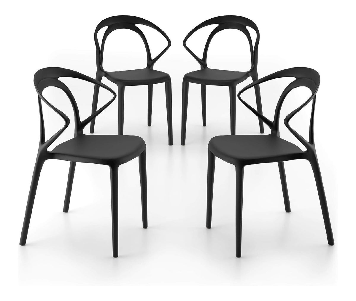 MOBILI FIVER, Olivia Stuhle, 4er-Set, Schwarz