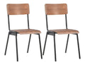 Esszimmerstuhle 2er Set, Braun, Massives Sperrholz & Stahl, Stapelbar, Kuchenstuhle, Modernes Design, fur Esszimmer und Kuche, Max. 110 kg