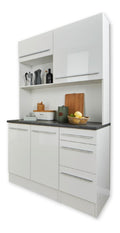 JAZZ Buffetschrank Kuchenschrank mit in Wei Hochglanz Metallic Grau