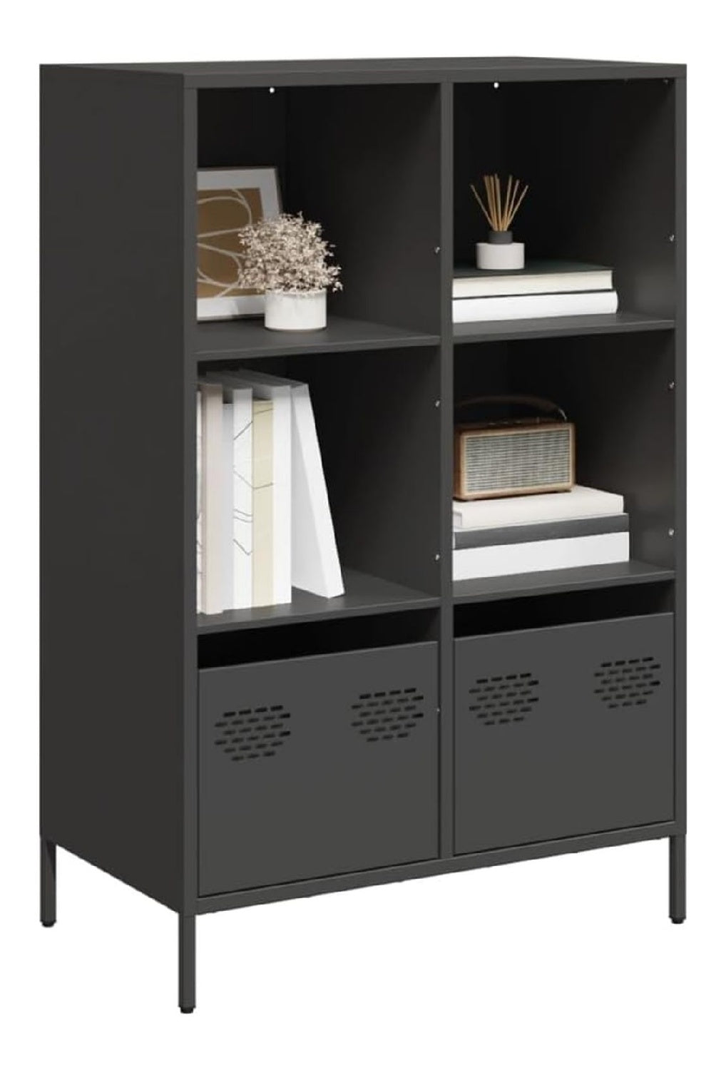 Highboard Sideboard Wohnzimmer Furniture Beistellschrank Wohnzimmer MoBel Schwarz 68x39x103,5 cm Stahl // 851382