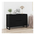 Sideboard Schwarz Eichen-Optik 101,5 x 35 x 70 cm Holzwerkstoff mit Schubladen und Turen fur Wohnzimmer Esszimmer Flur modernes Design