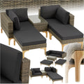 Hochwertige tectake Lounge 5 teiliges Gartenmoebel Sofa Set ausgestattet mit Aluminium Gestell frei kombinierbar mit Ecksessel Hocker Gartenlounge inkl Sitz und Rueckenkissen Natur Variante 469