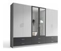 JANNE Kleiderschrank Drehturenschrank Spiegel Wei Graphit 272 x 211 x 55cm