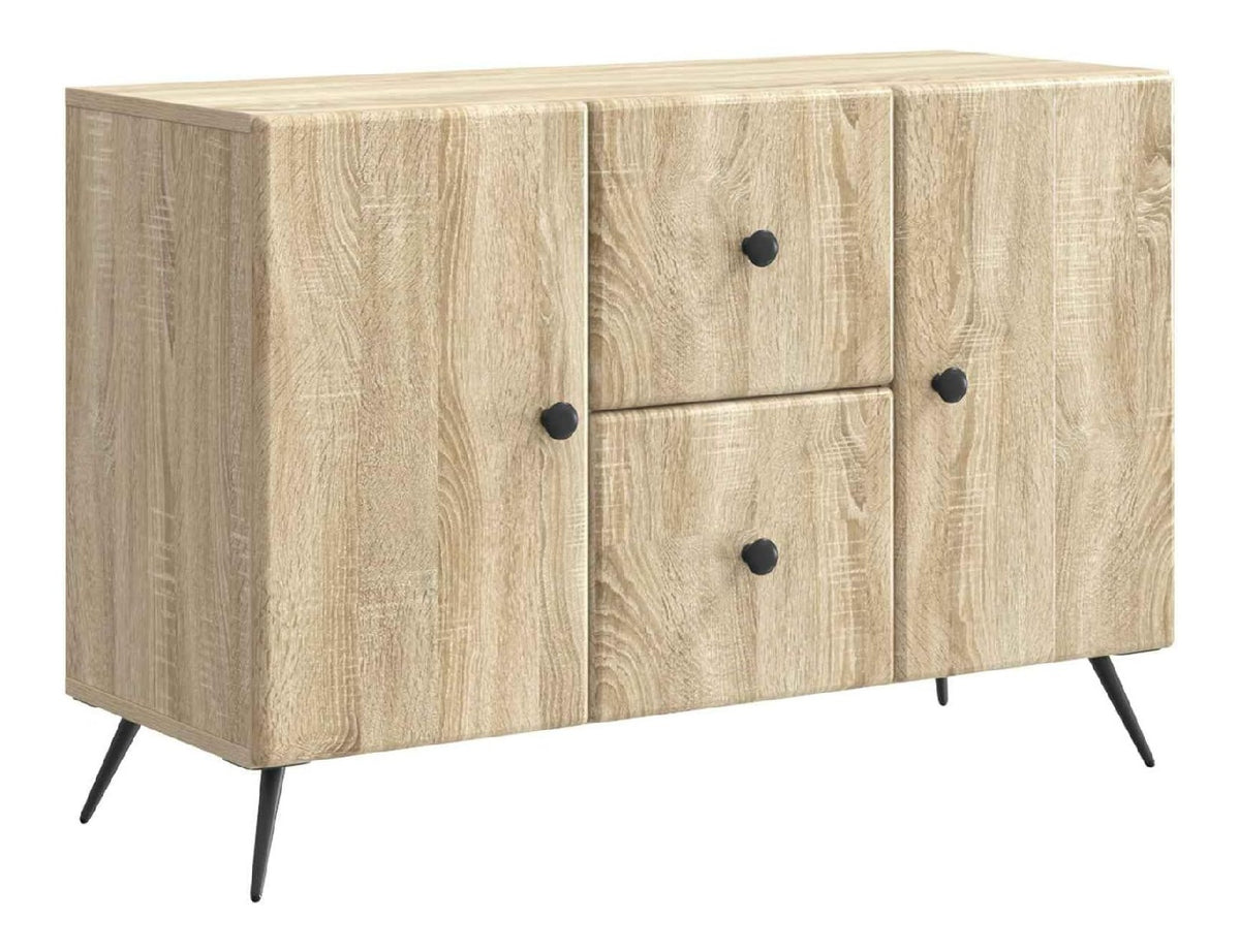 Sideboard Sonoma Eiche Holzwerkstoff 89 x 34,5 x 60 cm mit Schubladen Schwenkturen Buffet fur Wohnzimmer Esszimmer Flur Kuche Ordnung Stauraum