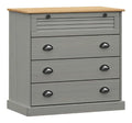 Kommode Schlafzimmer Grau Massivholz Kiefer mit Wachs-Finish 80 x 40 x 76 cm 4 Schubladen mit Jalousie-Design
