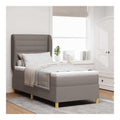 Boxspringbett mit Matratze, Dunkelgrau Taupe, 90x190 cm, Hohenverstellbares Kopfteil, Robuster Holzrahmen, Komplettes Komfortpaket fur Schlafzimmer