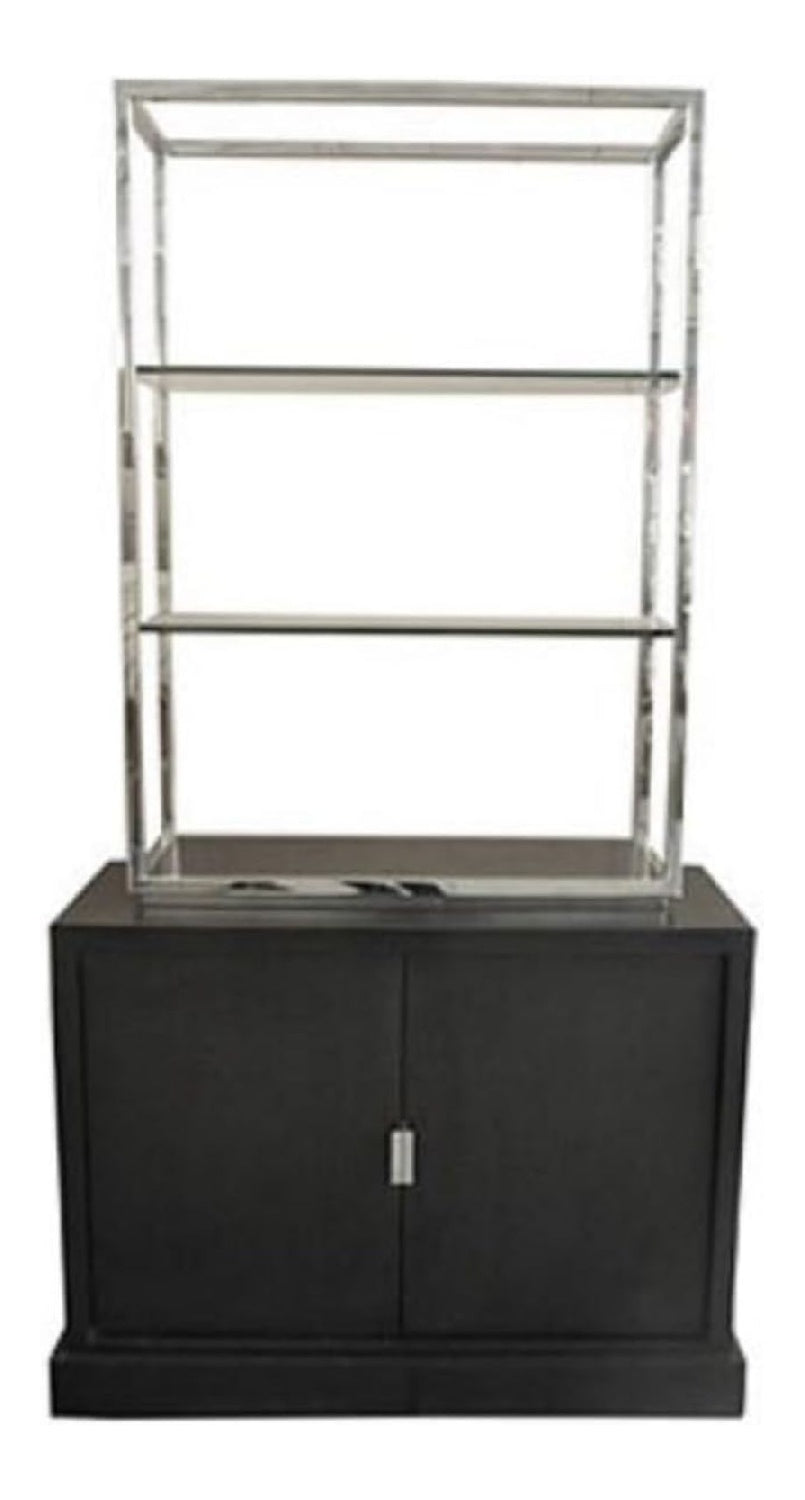 Luxus Wohnzimmerschrank Schwarz/Silber 109 x 42 x H. 201 cm - Luxus Wohnzimmermobel