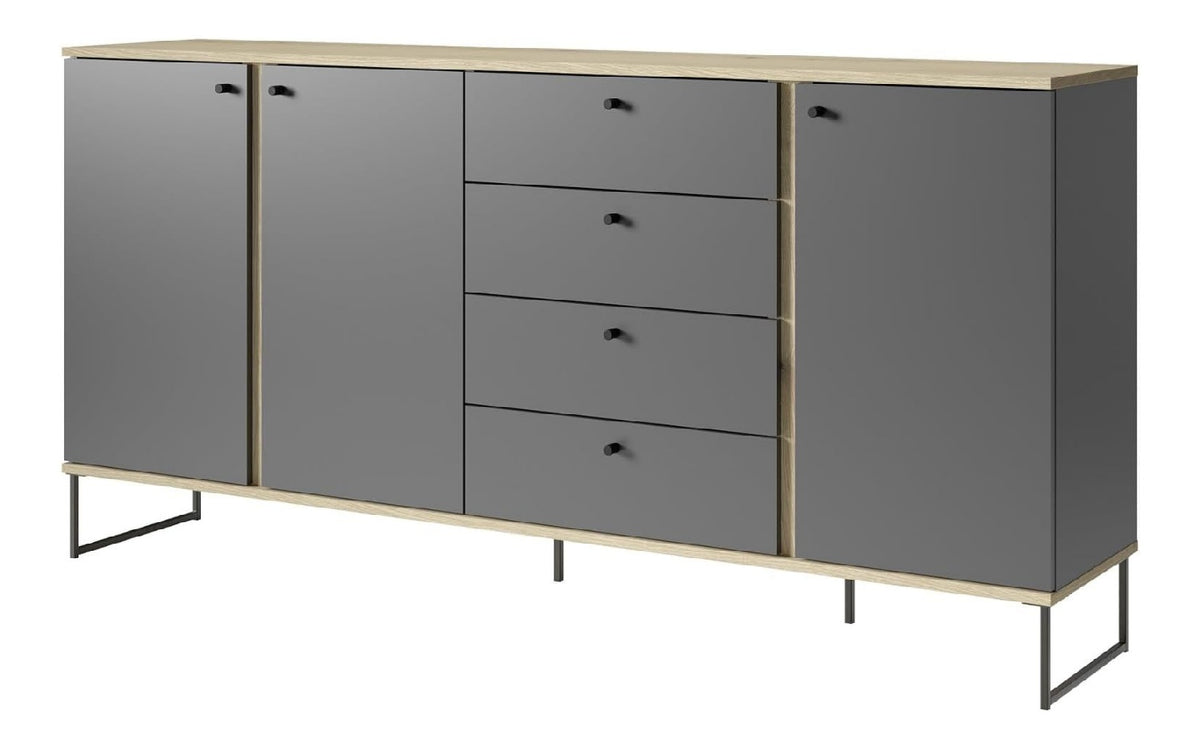 Sideboard Kandoo 180 cm - Modernes Stauraummobel in Anthrazit/Evoke Oak - Robust, pflegeleicht & mit viel Platz fur Wohnzimmer & Esszimmer