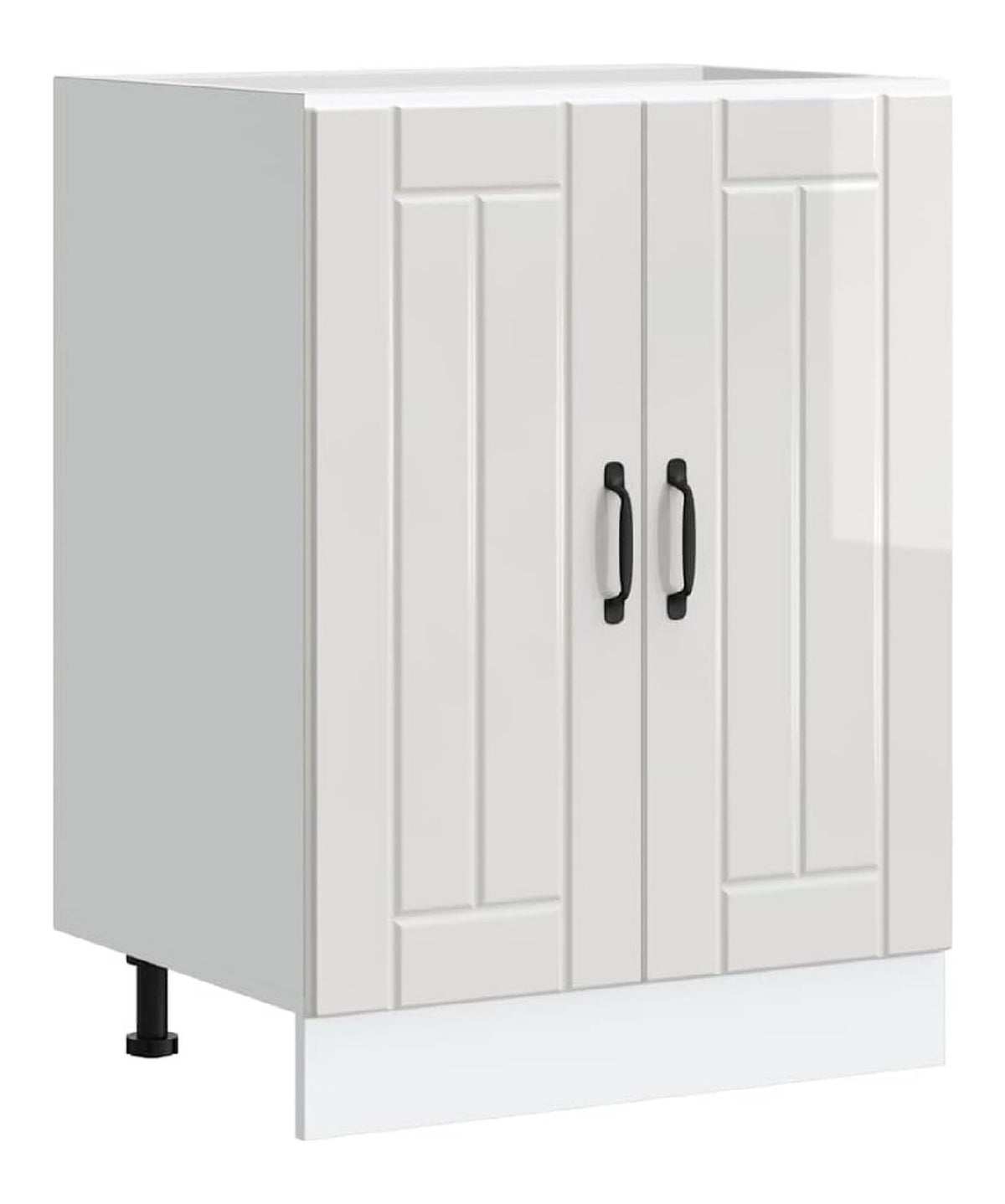 Spulenunterschrank Lucca Hochglanz-Wei Holzwerkstoff Kuchenkommode 60x46x81,5 cm mit verstellbaren Fu en, Kuchenschrank modern, wei , Stauraum fur Vorratsschrank Kuche